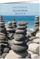 National Social Work Month with Rock Cairns at Beach card