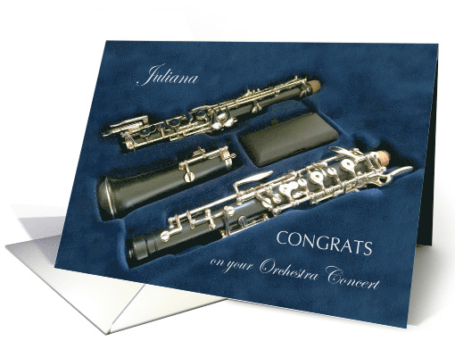 Congrats Orchestra Symphony Concert with Oboe on Blue Background card