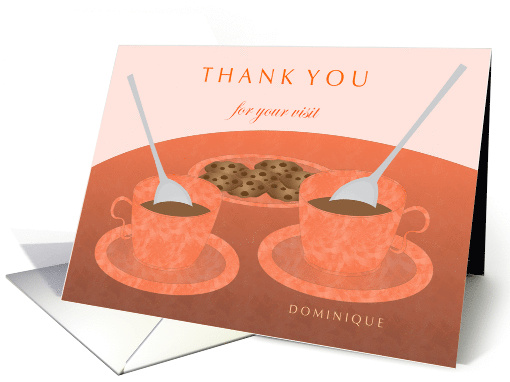 Thank You for Your Visit Any Name with Tea Cups and Cookies card