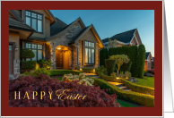 Happy Easter Landscaper with House Garden