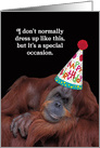 Dressed Up Orangutan in Party Hat Birthday card