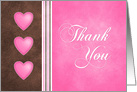 Chocolate Brown and Pink Heartfelt Thank You card
