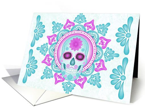 Pastel Sugar Skull Day of the Dead Remembrance card (1612164)