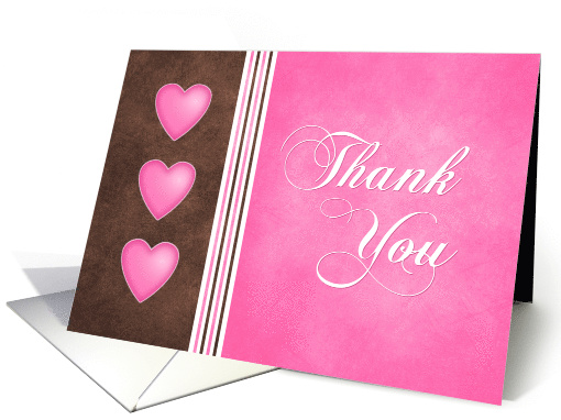 Chocolate Brown and Pink Heartfelt Thank You card (1617452)