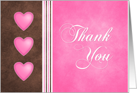 Chocolate Brown and Pink Heartfelt Thank You card