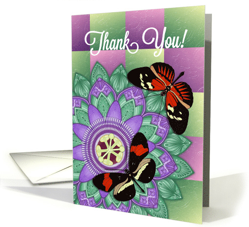 Passion Flower with Butterflies Thank You card (1620228)