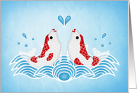 Happy Loving Kuchibeni Lipstick Koi Fish Valentine’s Day card