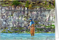 for Him Fishing Themed Birthday with Fly Fisherman card