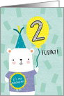 Cute Boys Bear Second Birthday card