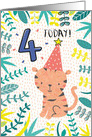 Cute Boys Tiger Fourth Birthday card