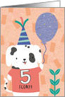 Cute Boys Puppy Fifth Birthday card