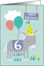 Cute Boys Donkey Sixth Birthday card
