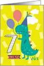 Cute Boys Dinosaur Seventh Birthday card