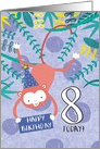Cute Boys Monkey Eighth Birthday card