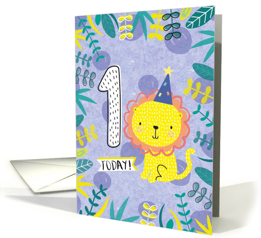 Cute Boys Lion First Birthday card (1617564)