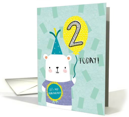 Cute Boys Bear Second Birthday card (1617802)