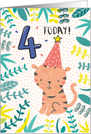 Cute Boys Tiger Fourth Birthday card