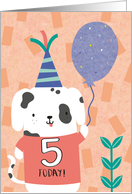Cute Boys Puppy Fifth Birthday card