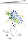 Thinking of You Watercolour Leaves and Berries Bouquet card