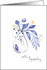 Blue Watercolour Leaves and Berries Bouquet for Bereavement card