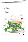 Get Well Soon Tea and Coffee Tropical Leaves and Berries Cup card