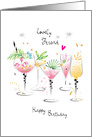 Birthday Drinks with Tropical Watercolor Leaves For a Friend card