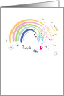 Birthday Rainbow with Watercolor Leaves and Butterflies card