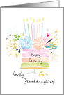 Granddaughter Birthday Watercolor Floral Cake with Candles card