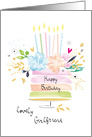 Girlfriend Birthday Watercolor Floral Cake with Candles card