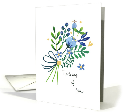 Thinking Of You Blue Floral Bouquet with Blue Ribbon card (1628188)