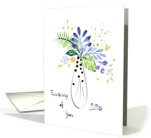 Thinking of You Watercolour Leaves and Berries Bouquet card (1628438)