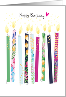Birthday Candles with Watercolor Leaves and Berries card