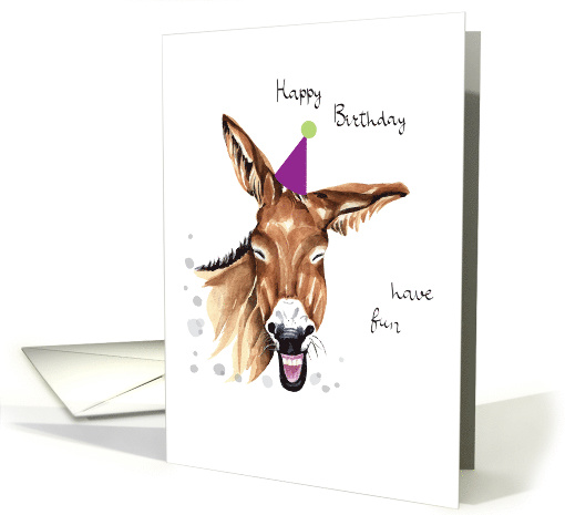 Birthday Laughing Donkey with Party Hat card (1628942)