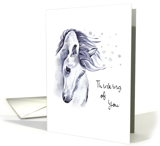 Thinking of You Monochrome Watercolor Horse COVID 19 card (1628982)