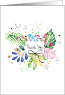 Thank You with Watercolor Tropical Leaves and Butterflies card