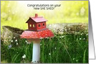 Congratulations on Your New She Shed Birdhouse Mushroom card