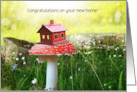 Congratulations on Your New Home Birdhouse on Mushroom card