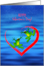 Valentine Cute Frogs in Red Heart card
