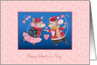 Valentine Pink Mice Dancing card