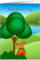 Valentine Colorful Cat in Field card
