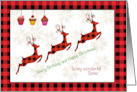 Christmas and Birthday for Sister with Buffalo Plaid Reindeer card