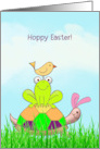 Easter Turtle and Frog and Bird in Grass card