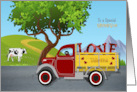 Valentine Truck with Hearts and Love Letters for Grandson card