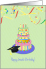 Graduation and Birthday on Same Day with Cake and Mortar card