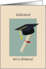 Graduation in Dutch Language with Scroll and Cap card