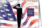 Memorial Day Thank You with Soldier and American Flag card