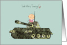 6th Birthday Boy with Camouflage Tank card