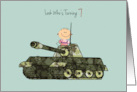 7th Birthday Boy with Camouflage Tank card