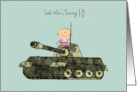 10th Birthday Boy with Camouflage Tank card