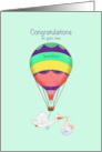 Grandfather’s New Grandson with Stork and Baby in Hot Air Balloon card